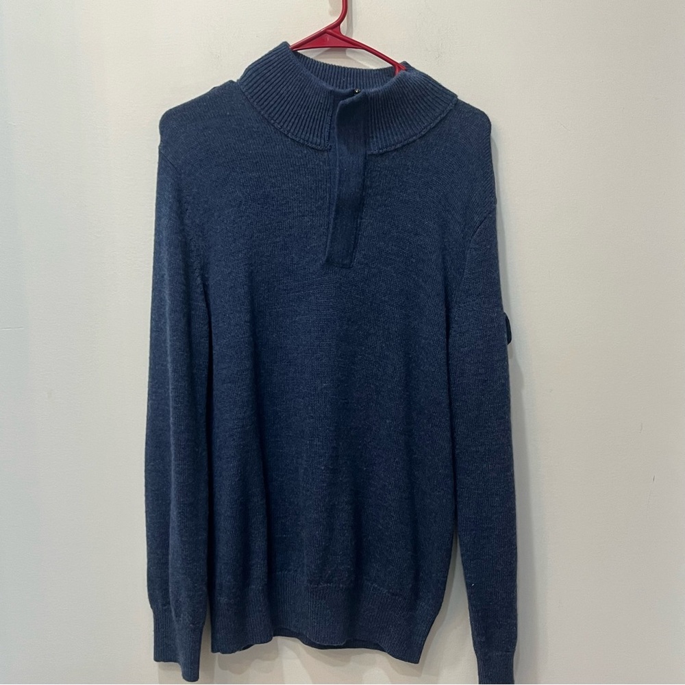 Banana Republic Men's Blue Wool 1/4 Zip Henley Pullover Sweater Medium